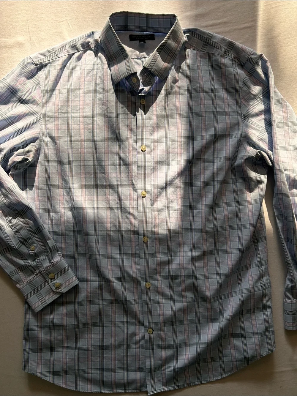 Banana Republic Blue Plaid Non-Iron Slim Fit Shirt XL